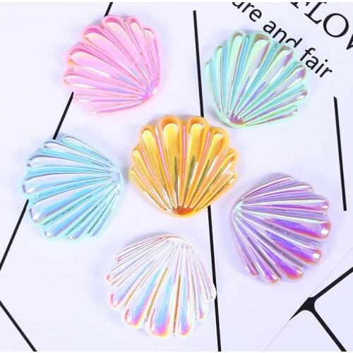 10pcs/lot Flat Back Resin Cabochon Kawaii Shell Flatback Resin Cabochons Beads Hair Bow Accessories DIY Embellishments