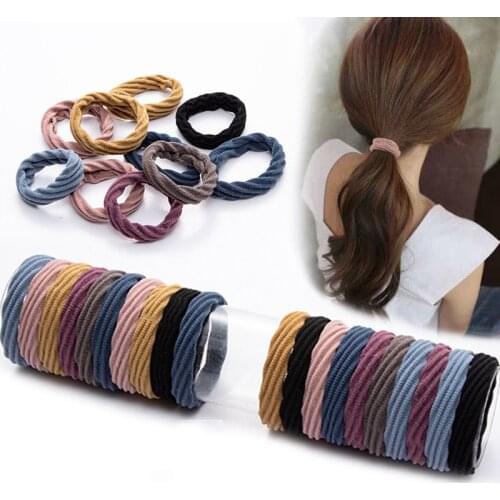 10Pcs Basic Hair Rubber Band Thick Seamless Scrunchies Elastic Hair Bands Solid Color Ponytail Holder Headband Hair Accessories