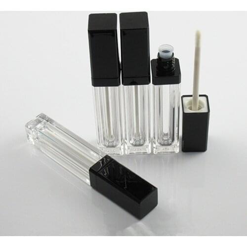 2pcs 6ML Clear Mini Lip Gloss Tube Empty Lip Balm Containers With Black Gold Lid for Lipstick Samples