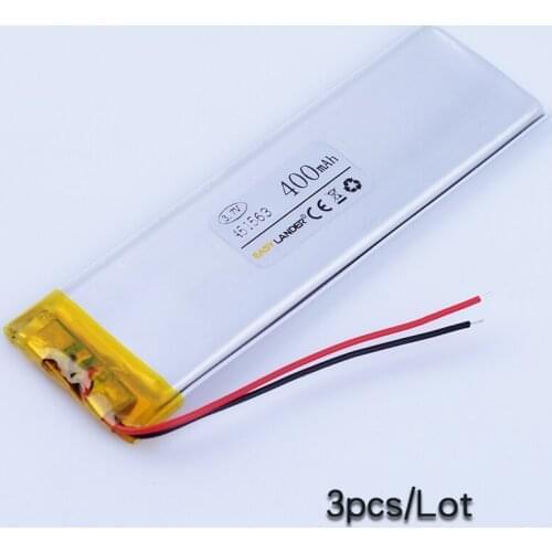3pcs/Lot 451563 3.7V 400mAh Rechargeable Lithium Li Polymer Li-ion Battery For Bluetooth Speaker Mp3 MP4 DVR GPS PSP PDA toys