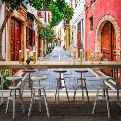 Custom any size 3D wall mural wallpapers Modern fashion Roadways, stone roads, colored houses 3D Perspective Wall Sticker YBZ090