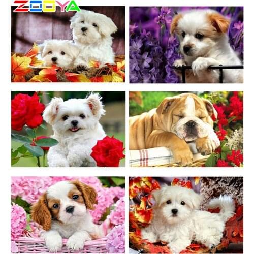 5D Diy Animal Full Diamond Embroidery Dog Painting Diamond Full Drill Square Pet Dogs Diamond Mosaic Paintings Home Decor Er017