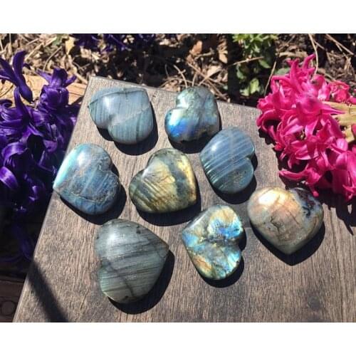 8pcs drop shipping Natural heavy flash labradorite Crystal gemstone meditation healing heart shape labradorite crystal pendant