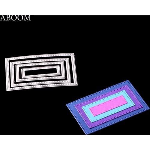 ABOOM 4PCS/Lot Silver Custom Rectangles Carbon Steel Metal Die Cut Stencils Embossing Decorative Scrapbook Album Cutting Dies