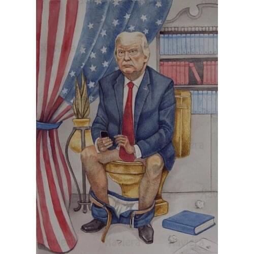 Xaviera 5D Diy Diamond Painting Funny Donald Trump Mosaic Embroidery Full Square Drill Rhinestone Cross Stitch Toilet Decoration