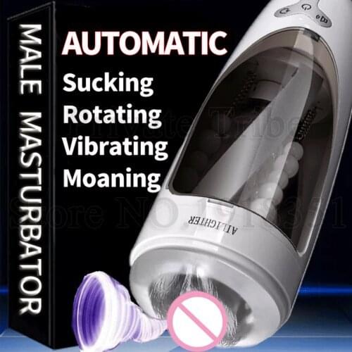 Automatic Deep Throat Sucking Rotaing Artificial Vagina Real Pussy Male Masturbator Voice Interaction Machine Sex Toys For Men