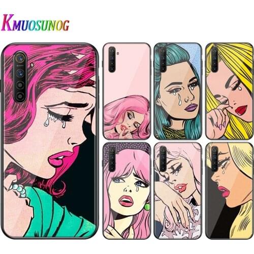 For OPPO A5 A9 2020 F7 Phone Cover Shell Crying Comic Girl for OPPO Reno 2 Z 2Z 2F 3 4 Pro 5G Bright Black Phone Case