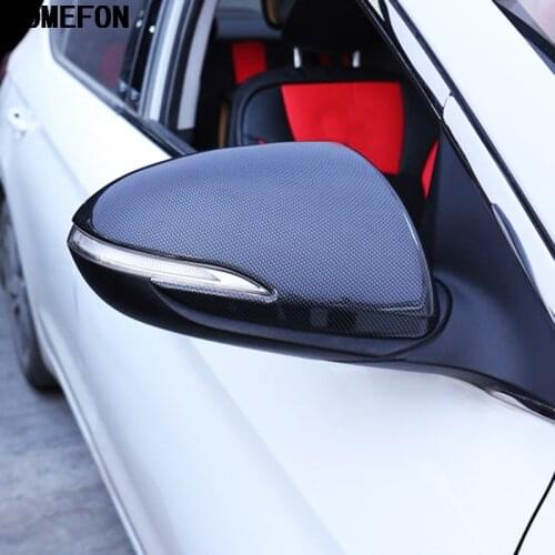 TOMEFON For Hyundai Solaris 2 Rearview Mirror Cover Chromium Styling Exterior ABS Chrome Carbon Fbiber Decoration Accessory 2017