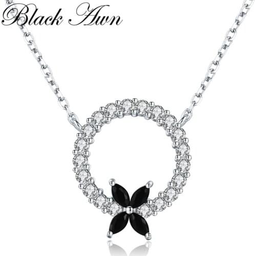 BLACK AWN 2020 New Arrival Classic 925 Sterling Silver Flower Round Pendant Necklaces for Women Fine Jewelry Gift K038