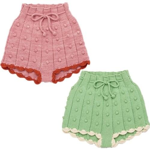 Infant Kids Baby Knitted Shorts for Girls Solid Color Patchwork Shorts 2021 Autumn New Cute Girl Clothes 100% Cotton Short Pants