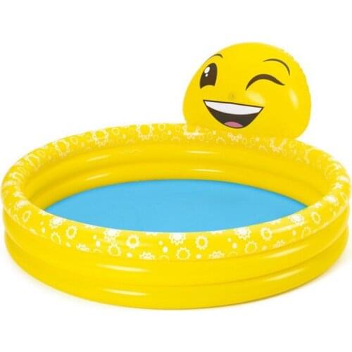 1.65x1.44x0.69m Kids Yard Garden Lawn Summer Large Inflatable Yellow Face Water Splash Play Swimming Pool
