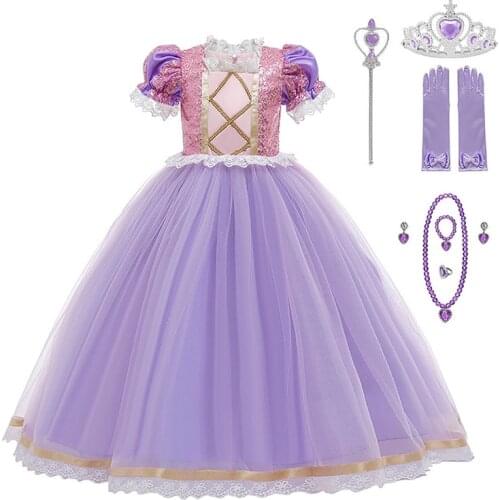 Little Princess Cosplay Girls Dress Summer Casual Mesh Princess Dresses For Festival Party Costume 3-10 Years Old Kids Dresses