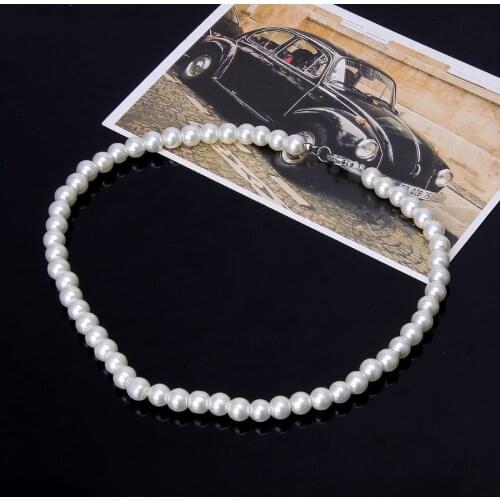 Elegant Ivory White Glass Imitation Freshwater Pearl Necklaces Near round pearl jewelry For Women Jewerly