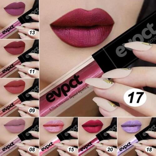 Evpct matte lip gloss 6ml waterproof long lasting sexy red liquid lipstick shimmer glitter lip tint 20 colors pink blue HF063