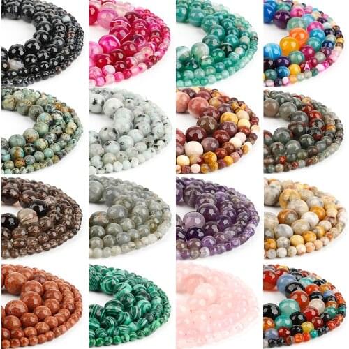 Faceted Bead 4 6 8 10mm Natural Assorted Mixed Gem Round Loose Strand Stone Beads for Women DIY Necklace Bracelet Jewelry Making