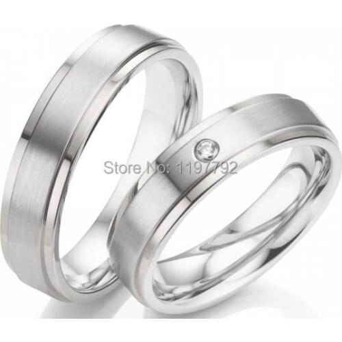 Tailor made simple silver color health titanium couples rings sets for men and women lovers