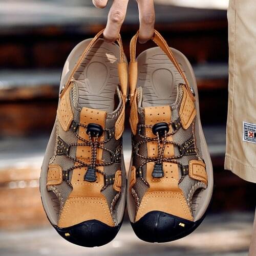 Classic Men Soft Sandals Comfortable Men Summer Shoes Cow Genuine Leather Sandals Big Size Sandals Men Roman Men