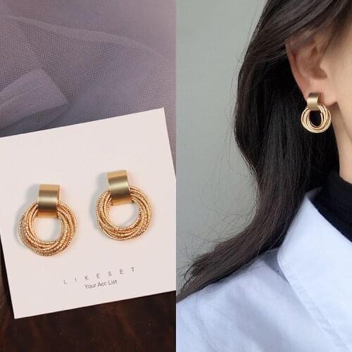 Korean Circle Pendant Earrings For Women Girl Personality Simple Retro Metal Earring Festival Party Trendy Jewelry