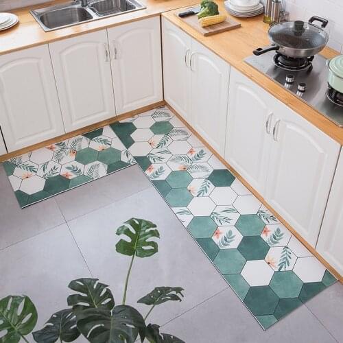 PVC Kitchen Mat Carpet PU Leather Entrance Door Mat Oilproof Waterproof Kitchen Rug Long Floor Carpets Bedroom Rugs Kitchen