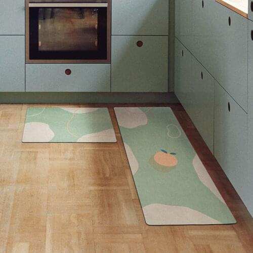 Kitchen Mat Chic Nordic Suede Fruit Print Long Rug Carpet Anti Slip Bathmat Floor Door Mats Area Rugs Tapis Cuisine Home Decor