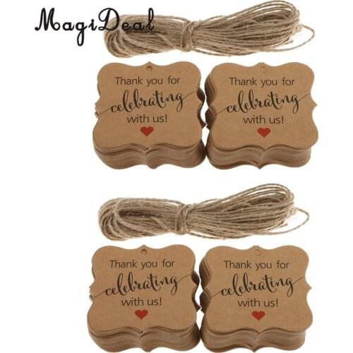 MagiDeal 200 Pcs Rustic Kraft Paper Thank you for Celebrating with us Gift Tags Baby Shower Wedding Birthday Party Favor Labels