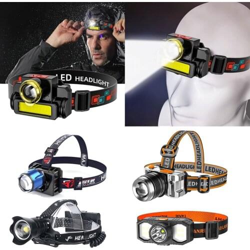 Headlamp Portable Mini Flashlight Lantern XPE+COB LED Headlamp + 1* Built-in 1200Ma 18650 Battery Outdoor Camping Headlight