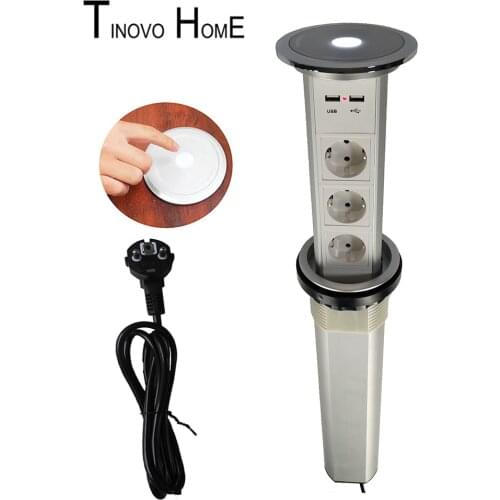 EU plug desktop socket / touch screen Intelligent electric one button lifting hidden table top kitchen SOCKET / USB charging