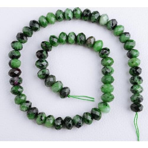 Natural Genuine Red and Green Ruby Zoisite Faceted Abacus Stone Beads