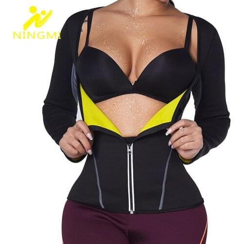 NINGMI Neoprene Sauna Top Waist Trainer Weight Loss Sport Vest Sauna Suit Body Shaper Jacket Top Shapewear Shirt