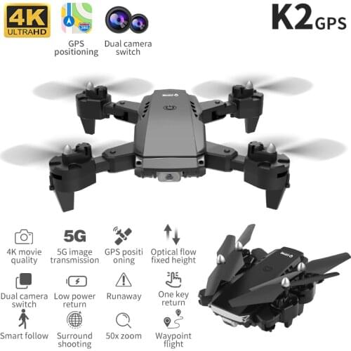 New 5G K2 pro GPS drone 4k HD dual camera visual positioning 1080P WiFi fpv mini drone height 1KM long distant rc quadcopter