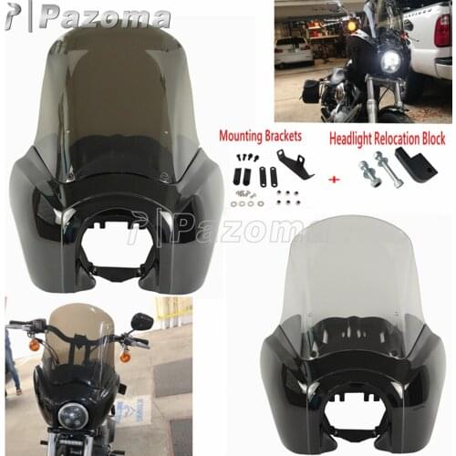 Motorcycle Smoke/Clear Windshield 5.75inch Headlight Fairing Cover for Harley Street Bob Low Rider Fat Bob Wide Glide FXR FXDL