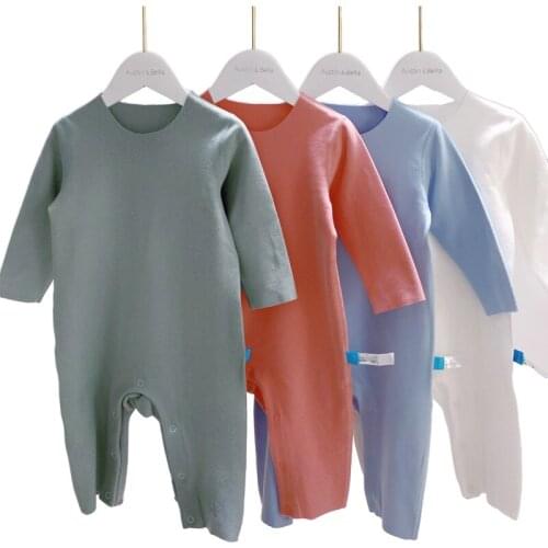 3-36 Months Solid Color Cotton Clothes Set For Newborn Baby Boy Girl Spring Autumn Winter Warm Infant Jumpsuit Pajamas Romper