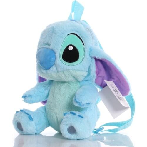 Original Disney 32cm Lilo Stitch Plush Backpack Stuffed Animal Bag Cartoon Mini Travel Bag Kawaii Girl Boy Wallet Kids Gift