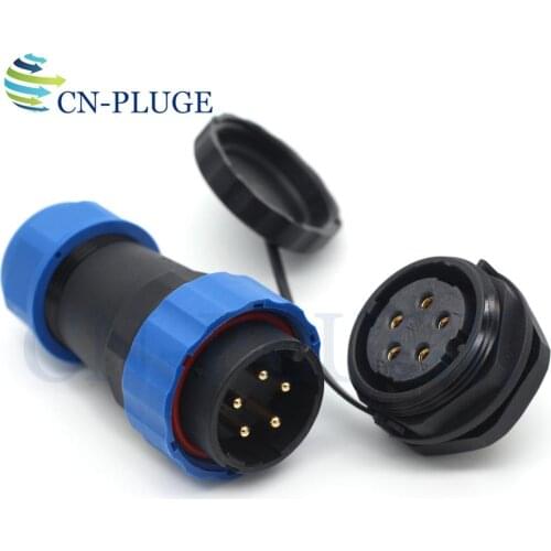 SP28 28mm Panel Mount 5 pin Aviation Waterproof Wire Connector,Outdoor Dust-proof Connector Male Plug Female Socket IP68