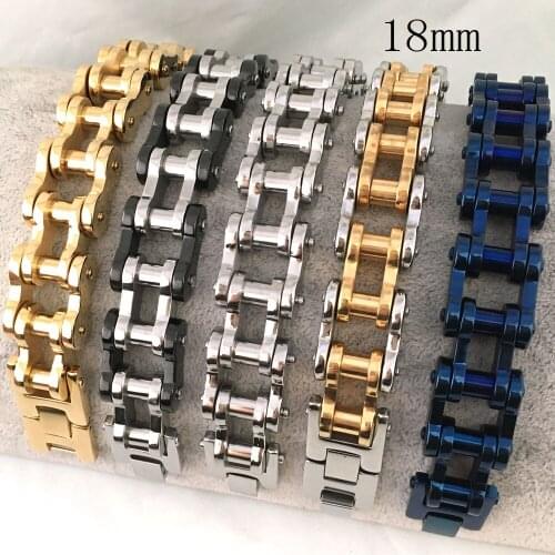 Punk Rock Huge 18mm Mens Bracelets Biker Bicycle Cuff & Bangles Man Motorcycle Link Chain 316L Stainless Steel Jewelry
