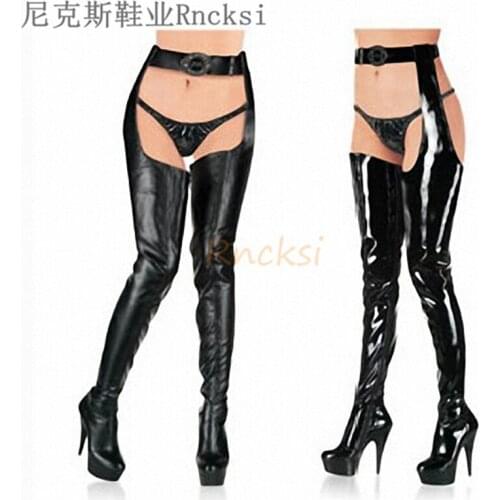 15CM Sexy Super High Heel and Waist Boots Platform Dance Over The Knee Long Boots Nightclub Performance Waterproof Round Toe PU