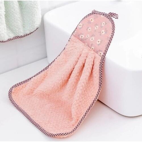 Coral Velvet Hanging Towel Thickened Soft Rag Dishwashing Towel Kitchen Water Absorbing Towel Without Hair Washing Cloth