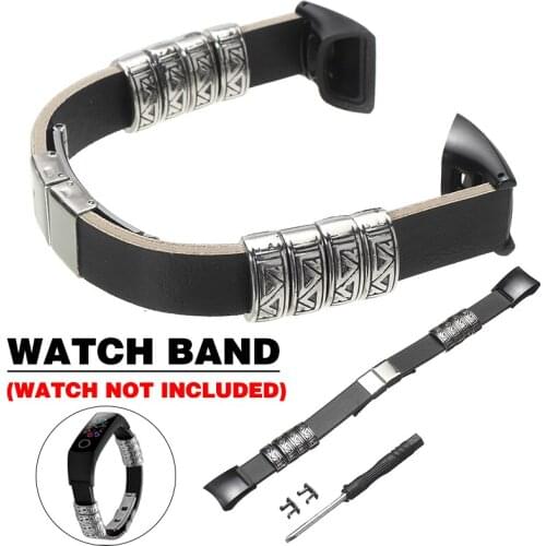Retro Metal Embossed Watchband For Huawei Honor Band 5/4 Replacement Strap Band Men Smart Watch Leather Wrist Strap Accessories