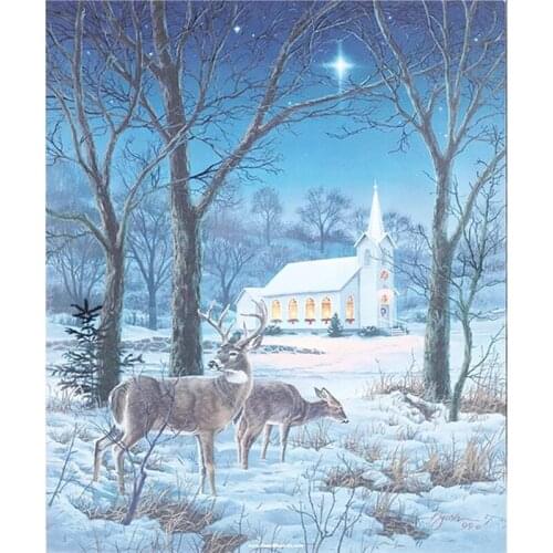 Sika Deer In Snow Painting Cross Stitch DIY Diamond Picture Full Square Handmade Home Decor Gift Wall Art 5d Embroidery Mosaic