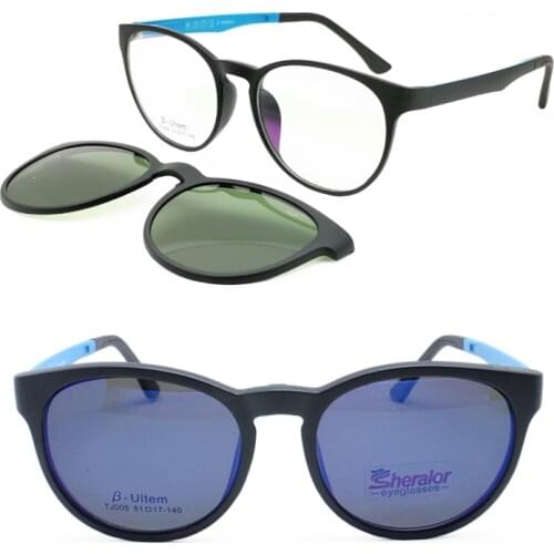 Clip on prescription polarized sunglasses 005 ULTEM wayframe optical glasses with removeable megnatic eyeglasses lenses