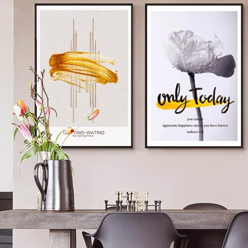 Modern Home Decoration Posters and Prints Abstract Minimalist Black and White Flower Canvas Painting Wall Art Picture for Room