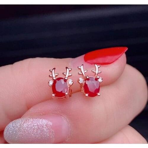 Natural And Real ruby earring gemstone Jewelry 925 sterling silver for women best gift birthday party