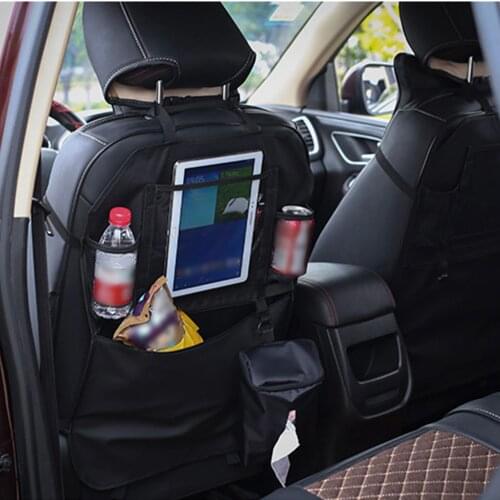 Oxford Cloth Anti Kick Car Back Seat Storage Bags Waterproof Travel Car Organizer Hanging Holder With Transparent Area For IPAD