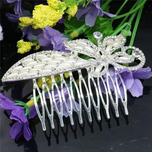 Wedding Bridal Pearl Butterfly Leaves Crystal Hairpin Hair Comb Hair Clips Women Girls Party Jewelry Accessories Decoration Gift