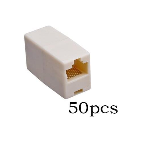 50pcs/lot Universal RJ45 Cat5 8P8C Socket Connector Coupler For Extension Broadband Ethernet Network LAN Cable Joiner Extender