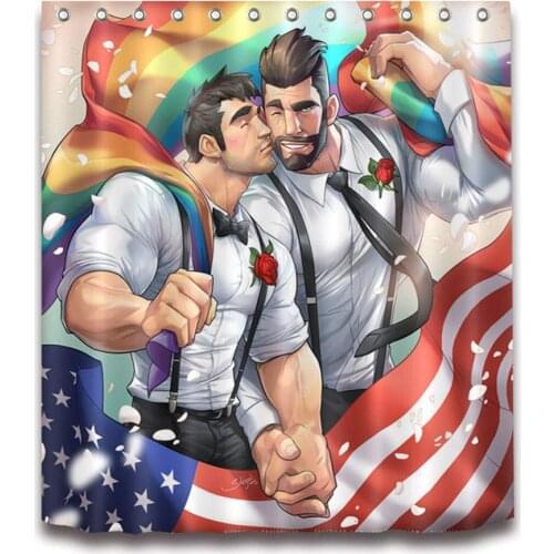 Gay Lover Polyester Waterproof Fabric Shower Curtain 3D High-Definition Printing