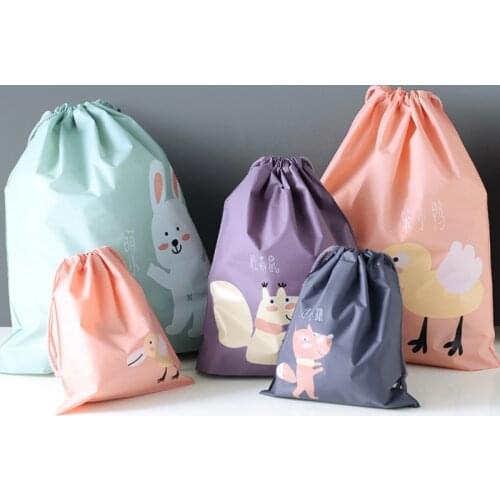 1pcs Waterproof Cartoon Animals Printed Storage Bags Baby clothes Toys Organizer Drawstring Cosmetic Bag portable snacks Bag