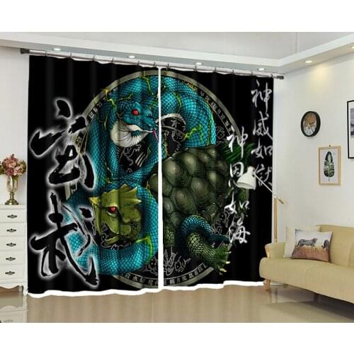 Window Curtain living room green Snake pattern Blackout 3D Window kids Bedroom Cortina Drapes Rideaux Customized size pillowcase