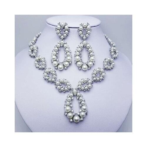 Natural stone gems suit American popular sun flower Pearl crystal drop necklace earrings wedding party with European pendant