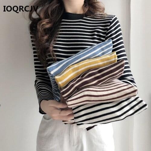 2019 New Autumn Winter Women Sweaters Long Sleeve Loose Sweaters Stripe Knitted Pullover Sweaters Female Jumper Pull Femme R139
